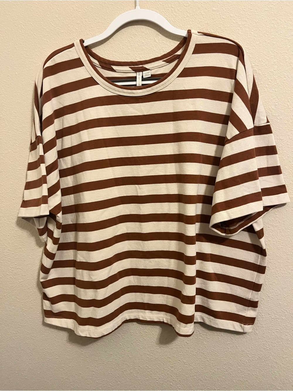 Cato Brown and Cream Striped Short Sleeve Tee